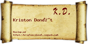 Kriston Donát névjegykártya